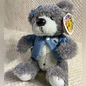 Sugar Bears Nova Scotia Grey Plush Teddy Knit Sweater Stuffed Animal Toy w Tags